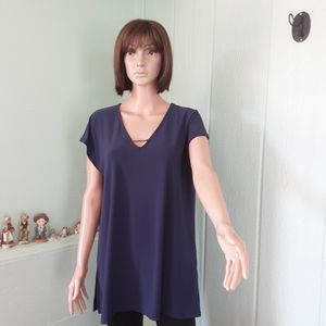 Cato 57 Women's Blouse Sz L Preowned Good Condition Navy Blue Sleeveless